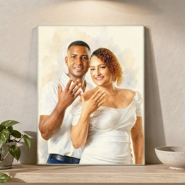 The exact Signature Watercolor artwork shown on Photorealistic Engagement Acrylic, 8x10