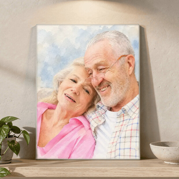 The exact Signature Watercolor artwork shown on Photorealistic Anniversary Acrylic, 8x10
