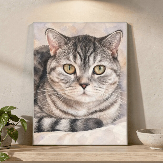 The exact Signature Watercolor artwork shown on Photorealistic Cat Acrylic, 8x10