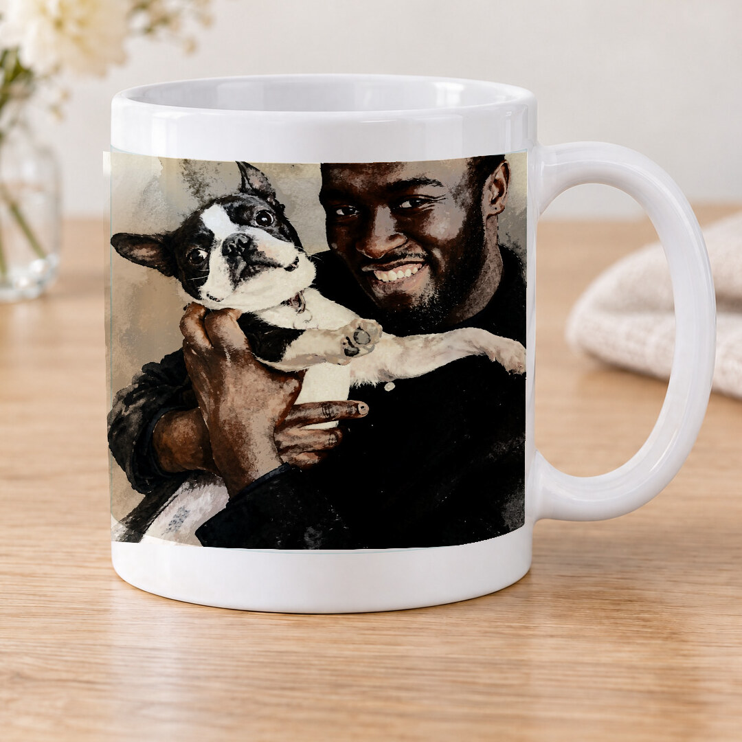 Illustrative Signature Watercolor portrait on Classic White Mug