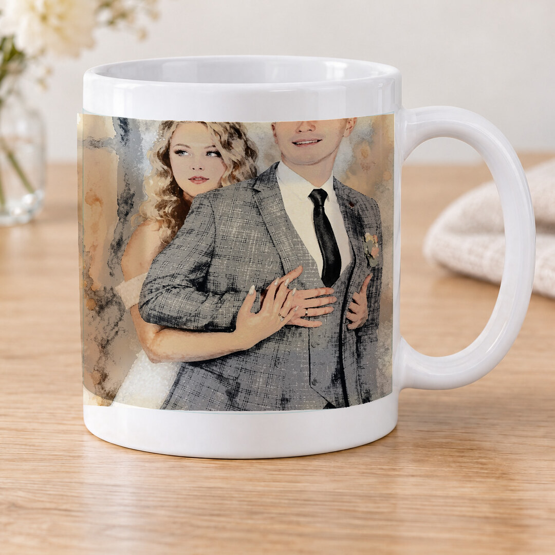 Illustrative Signature Watercolor portrait on Classic White Mug