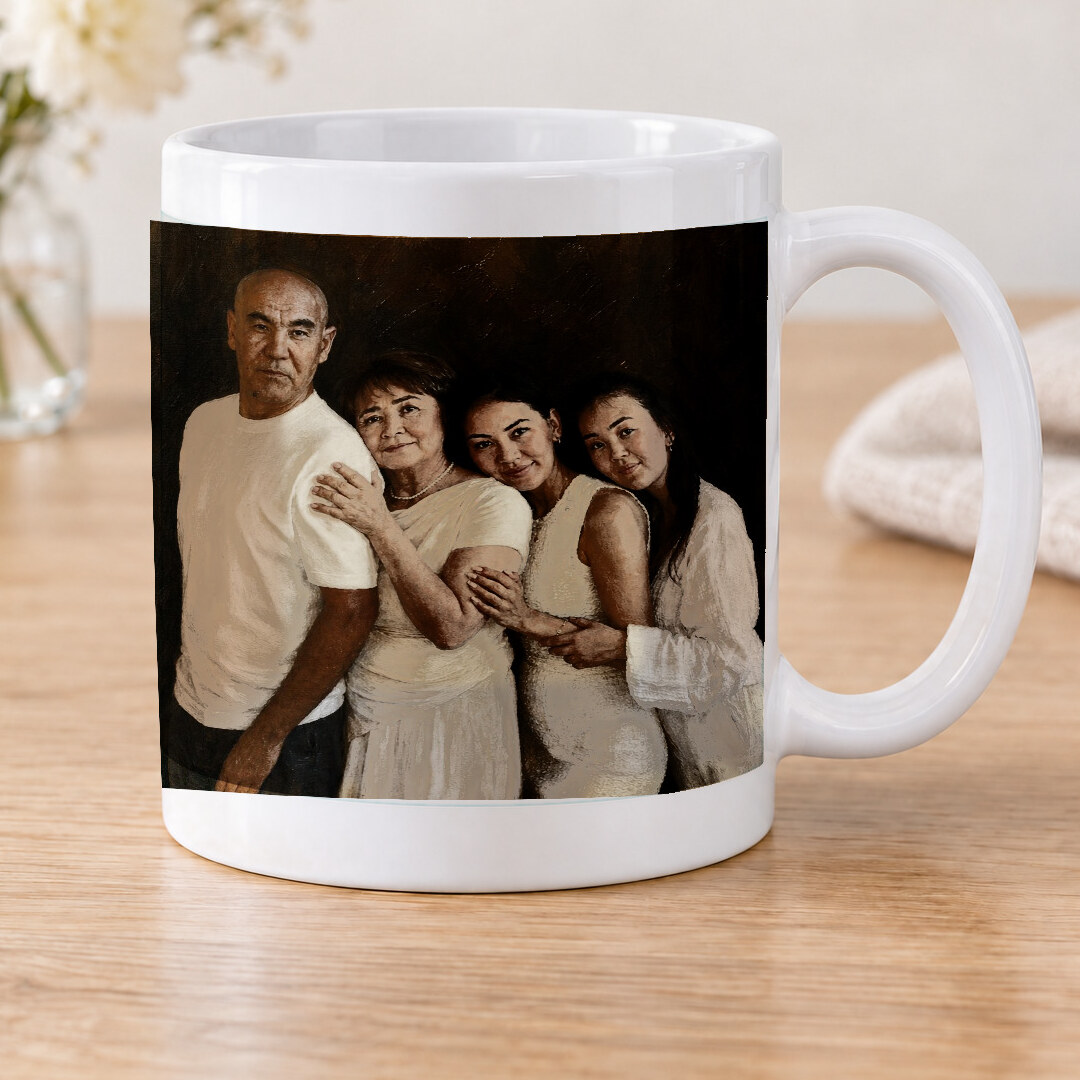 Illustrative portrait example on Classic White Mug