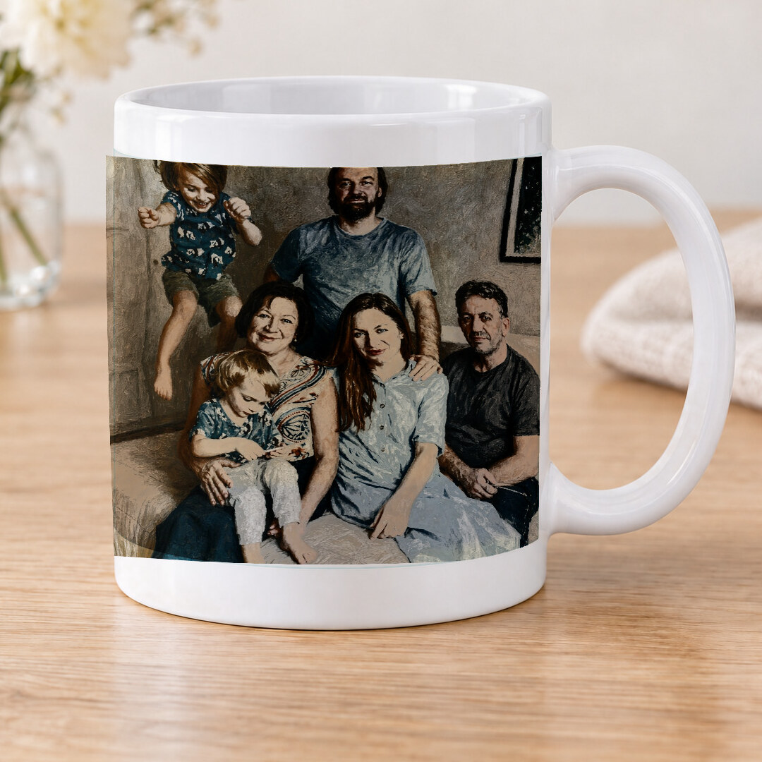Illustrative portrait example on Classic White Mug