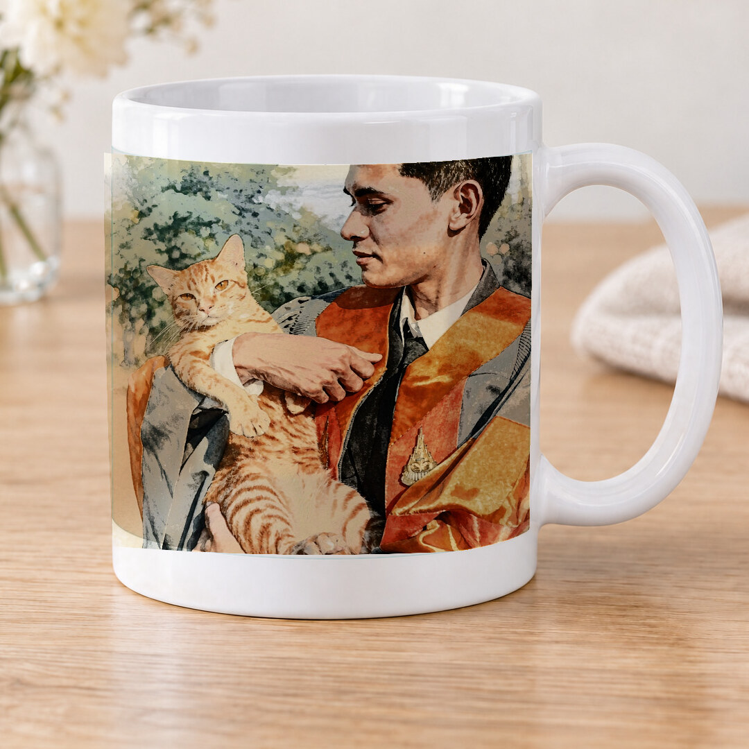 Illustrative Signature Watercolor portrait on Classic White Mug