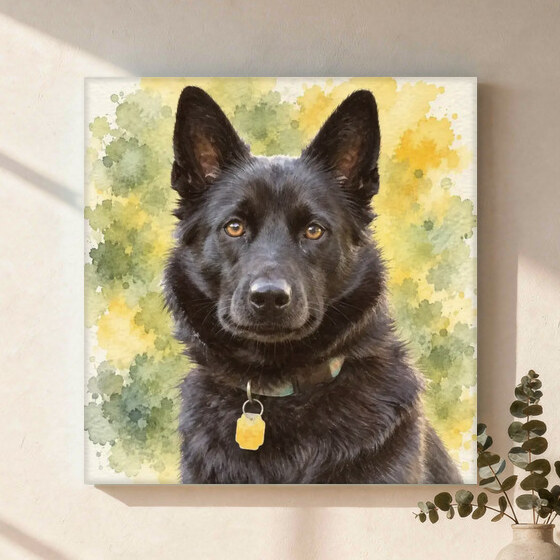 The exact Signature Watercolor artwork shown on Oil Painting Dog Canvas, 16x20