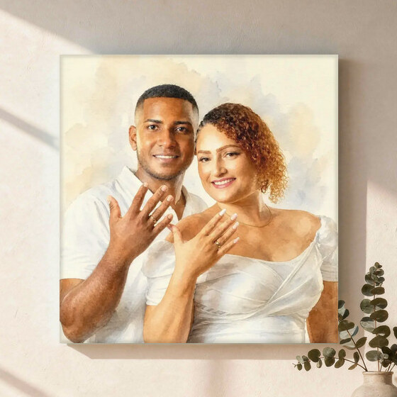 The exact Signature Watercolor artwork shown on Watercolor Engagement Canvas, 16x20