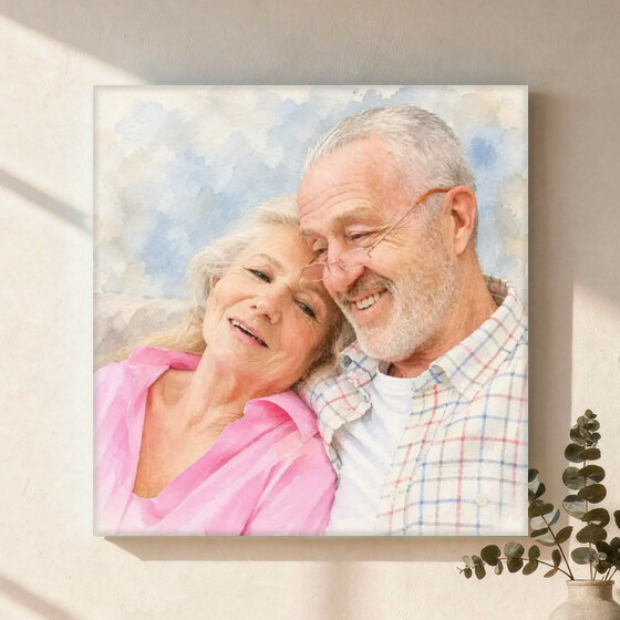 The exact Signature Watercolor artwork shown on Oil Painting Anniversary Canvas, 16x20