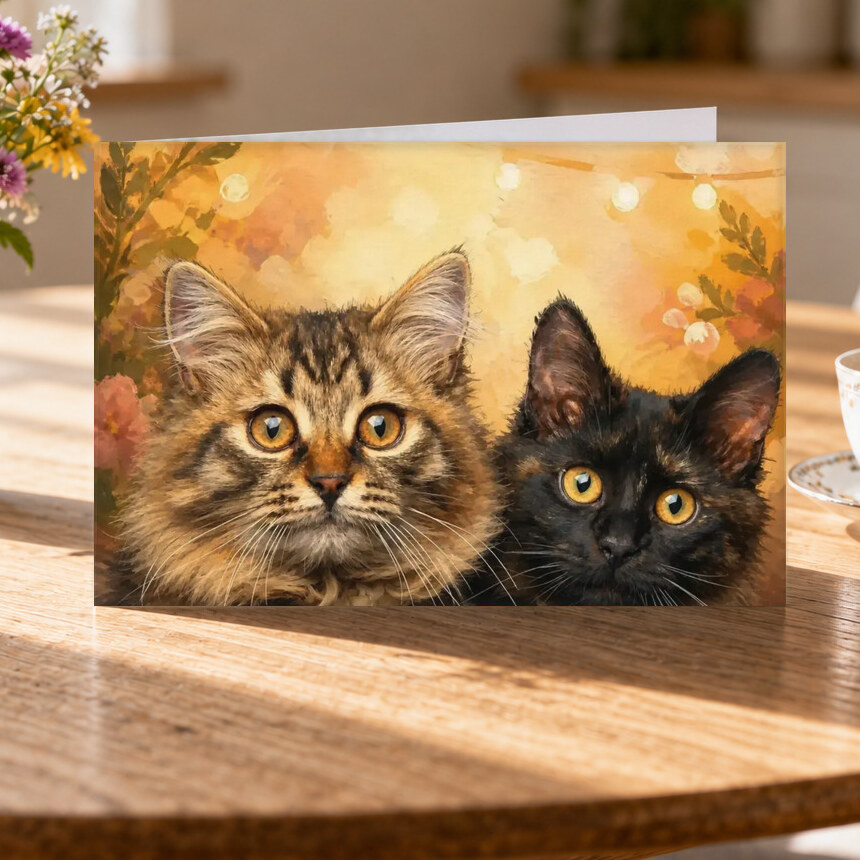 Illustrative Celebration Storybook portrait on Greeting Card