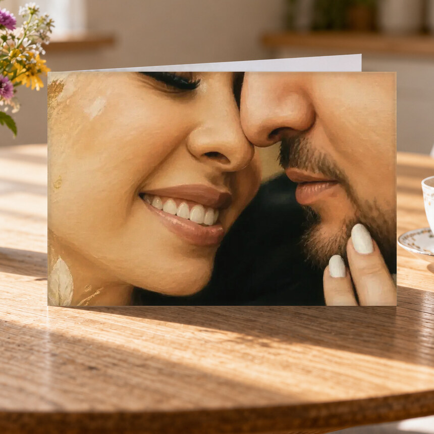 Illustrative Celebration Storybook portrait on Greeting Card