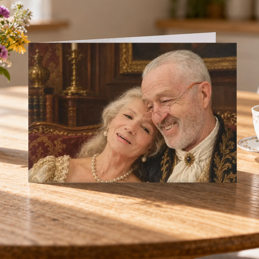 Illustrative Royal Heritage portrait on Greeting Card