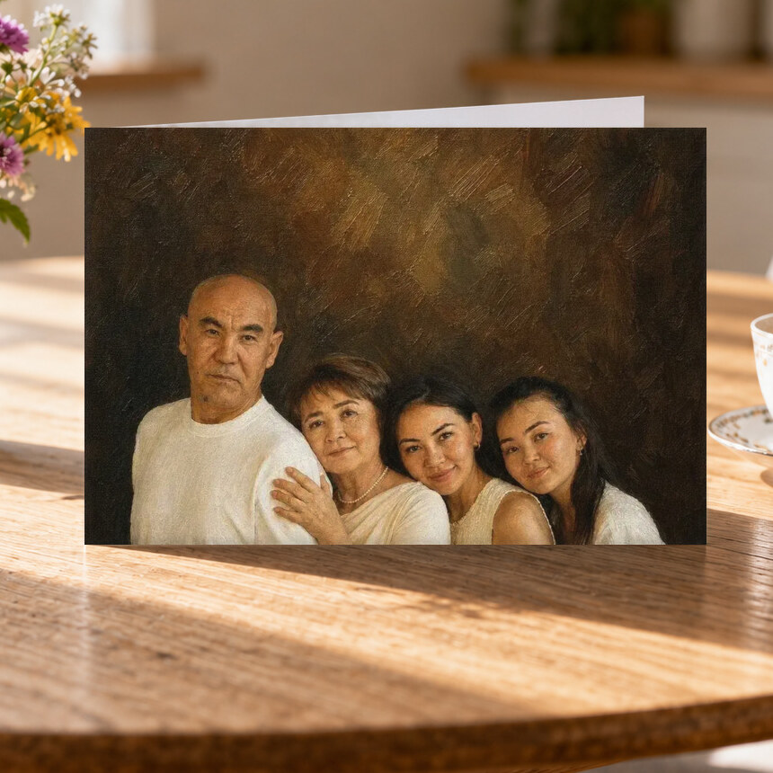 Illustrative portrait example on Greeting Card