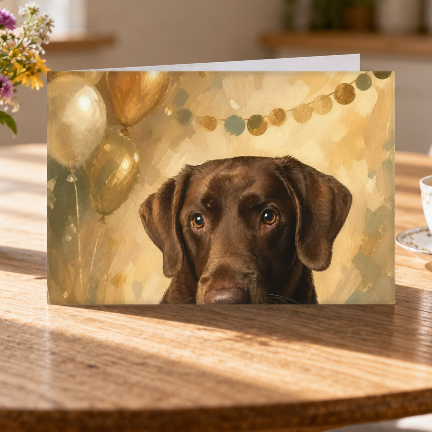 Illustrative Celebration Storybook portrait on Greeting Card