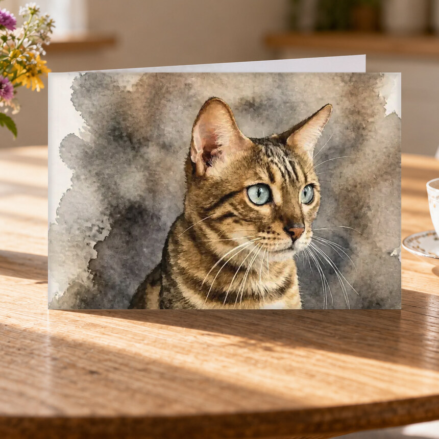 Illustrative Signature Watercolor portrait on Greeting Card