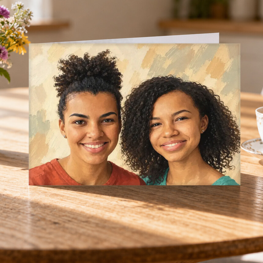 Illustrative Modern Editorial portrait on Greeting Card
