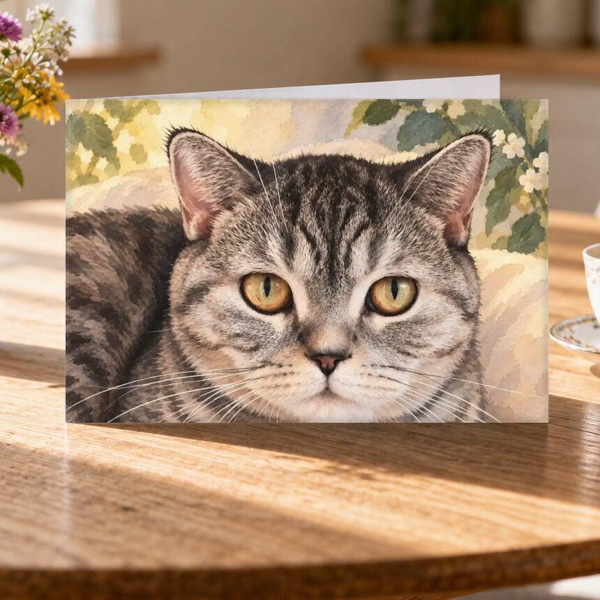 Illustrative Celebration Storybook portrait on Greeting Card