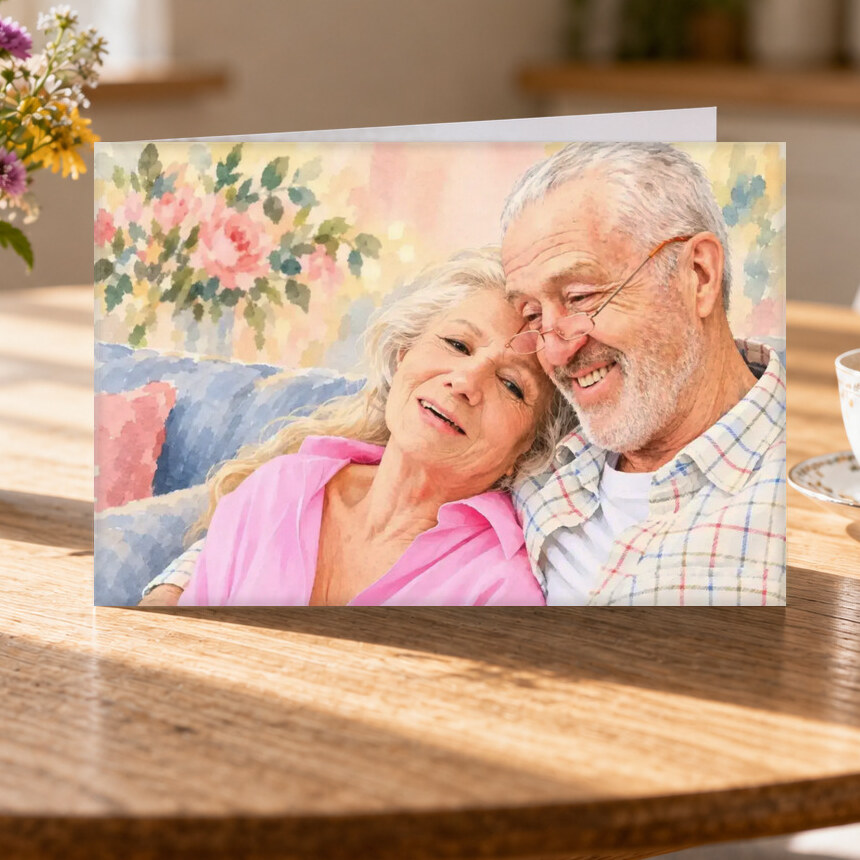 Illustrative Celebration Storybook portrait on Greeting Card