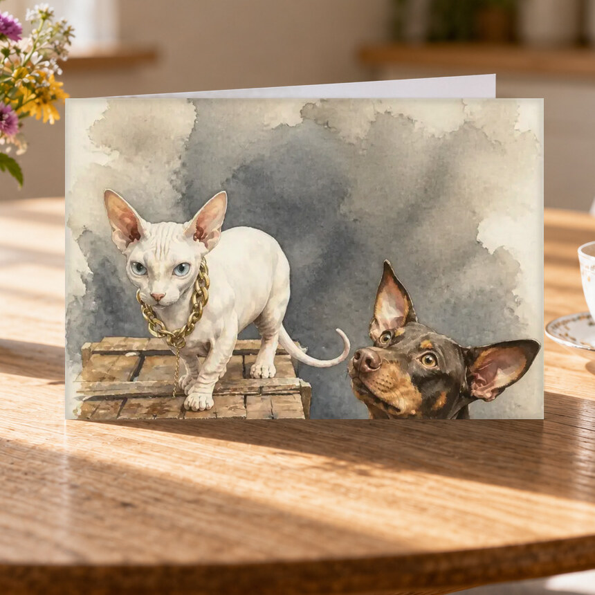 Illustrative Signature Watercolor portrait on Greeting Card