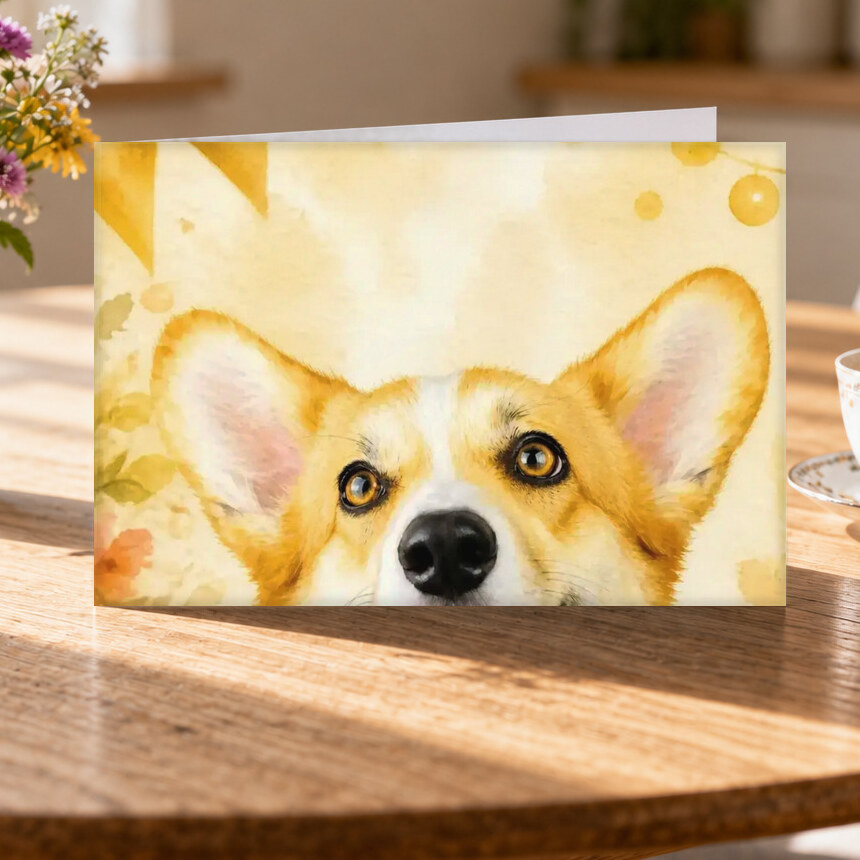 Illustrative Celebration Storybook portrait on Greeting Card