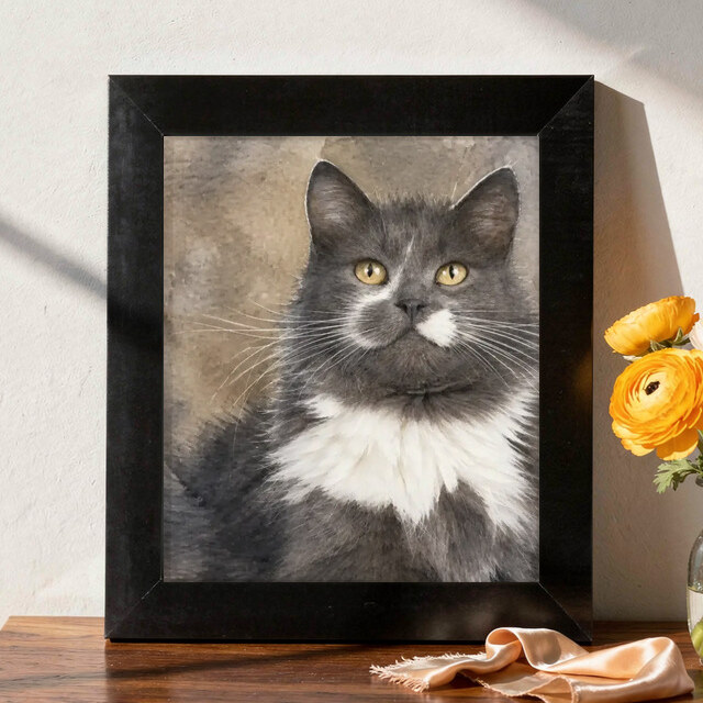 Illustrative Signature Watercolor portrait on Framed Print