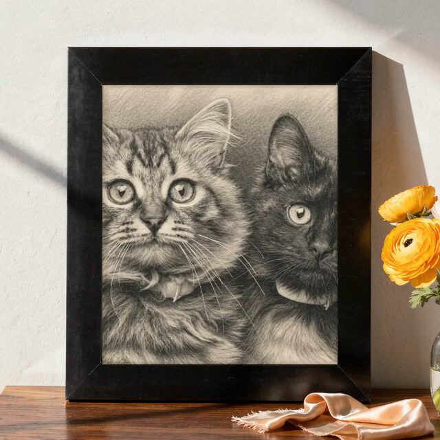 Illustrative Pencil Keepsake portrait on Framed Print