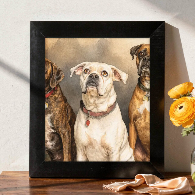 Illustrative Signature Watercolor portrait on Framed Print