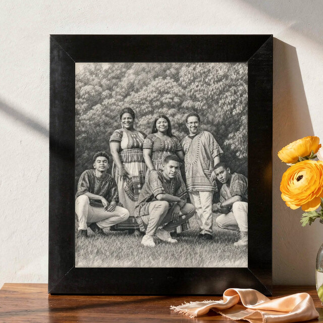 Illustrative Pencil Keepsake portrait on Framed Print