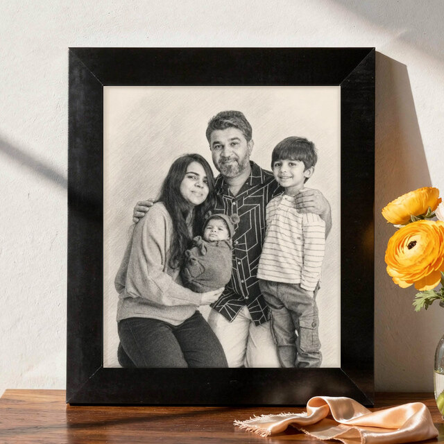 Illustrative Pencil Keepsake portrait on Framed Print