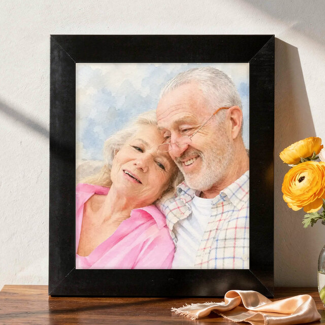 The exact Signature Watercolor artwork shown on Watercolor Anniversary Print, 11x14 Framed
