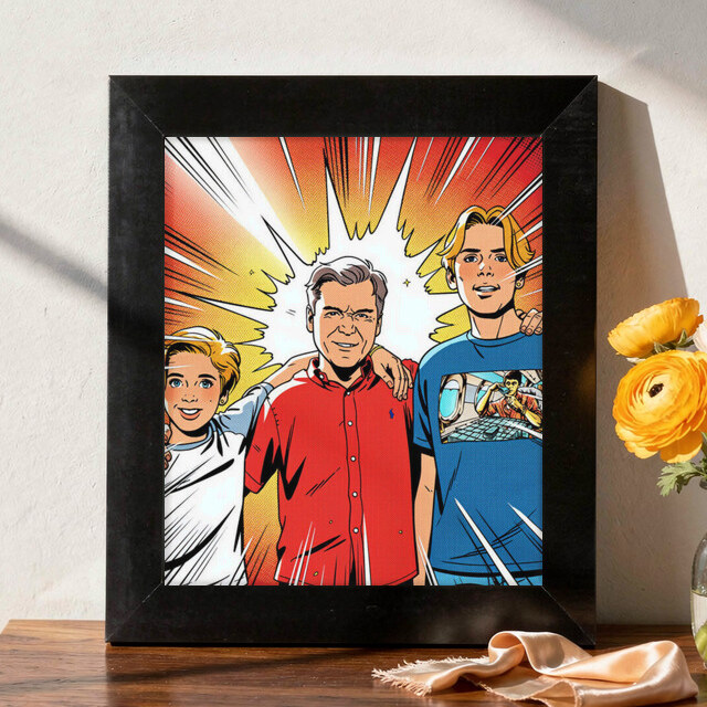 Comic Book Hero artwork shown on Framed Print