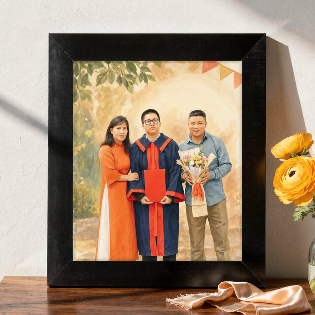 Illustrative Celebration Storybook portrait on Framed Print