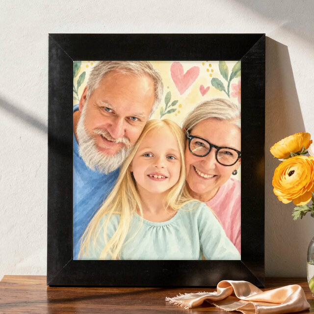 Illustrative Celebration Storybook portrait on Framed Print