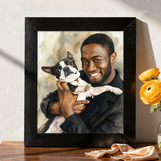 Illustrative Signature Watercolor portrait on Framed Print