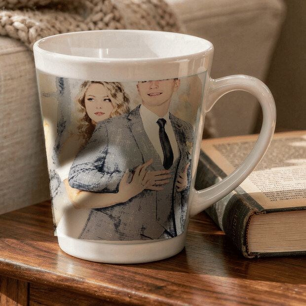 Illustrative Signature Watercolor portrait on Ceramic Latte Mug