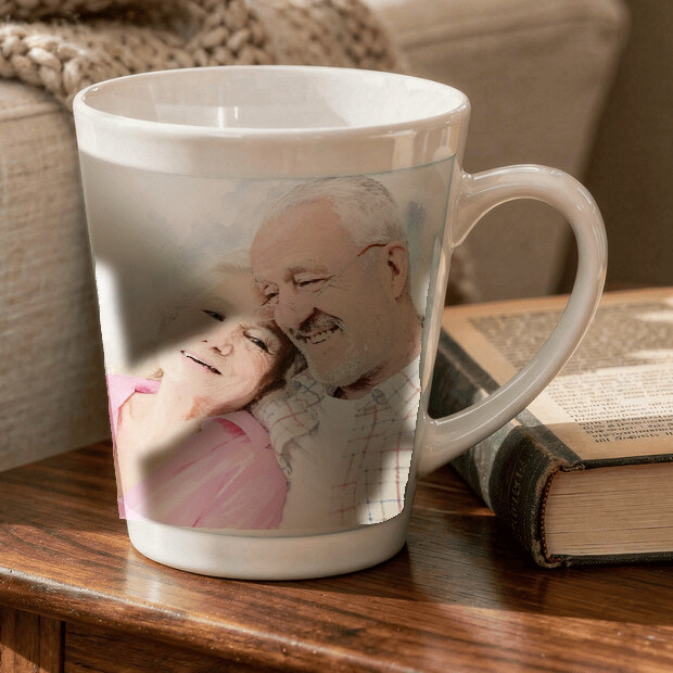 Illustrative Signature Watercolor portrait on Ceramic Latte Mug
