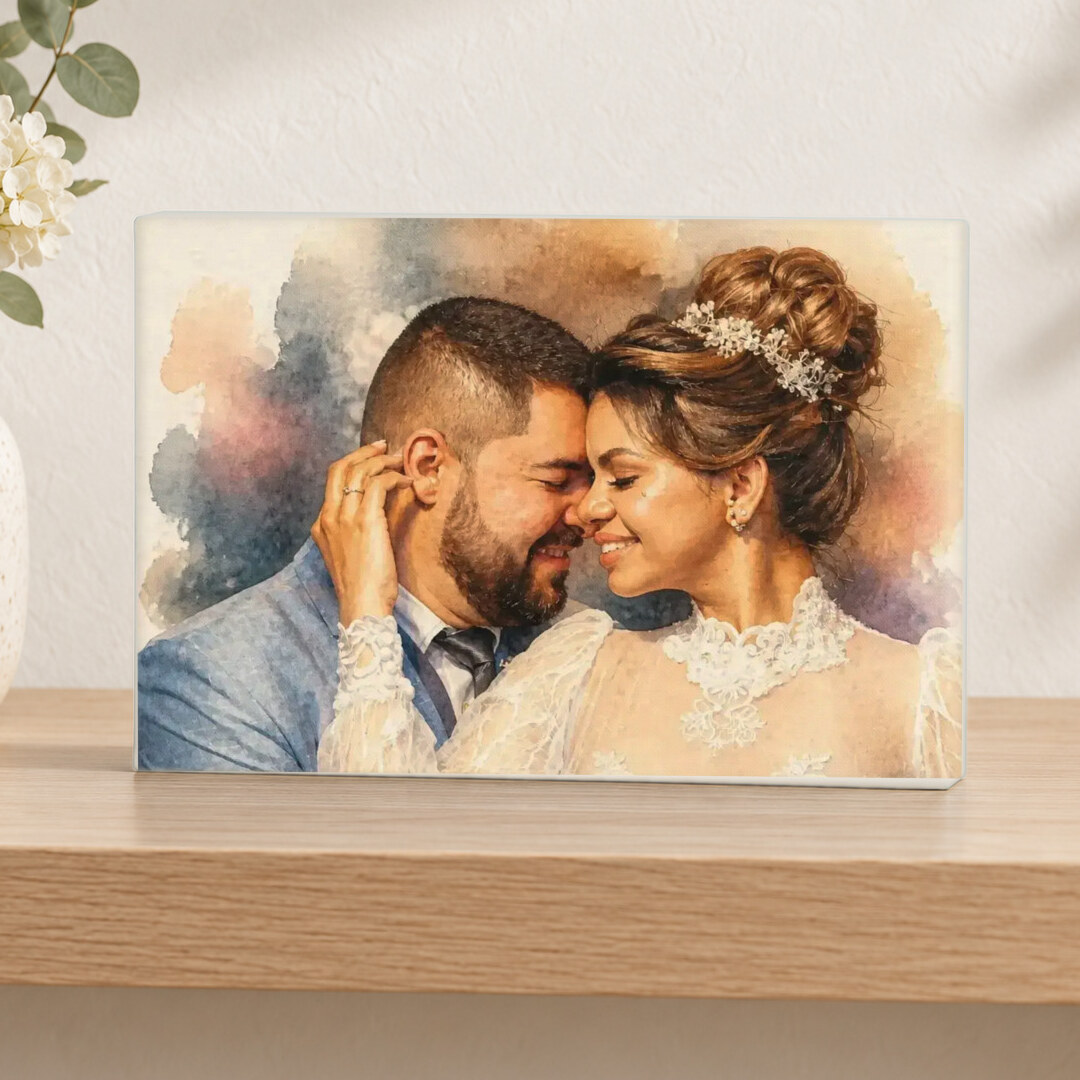 Illustrative Signature Watercolor portrait on Tabletop Canvas