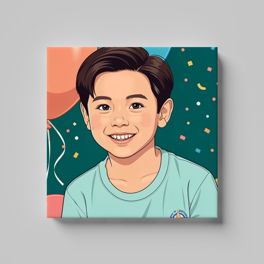 Custom portrait printed on a gift