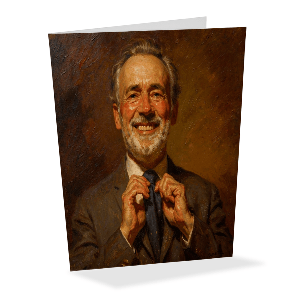 Greeting card printed with the portrait