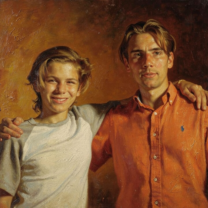 Oil Painting portrait made from dad with his crew