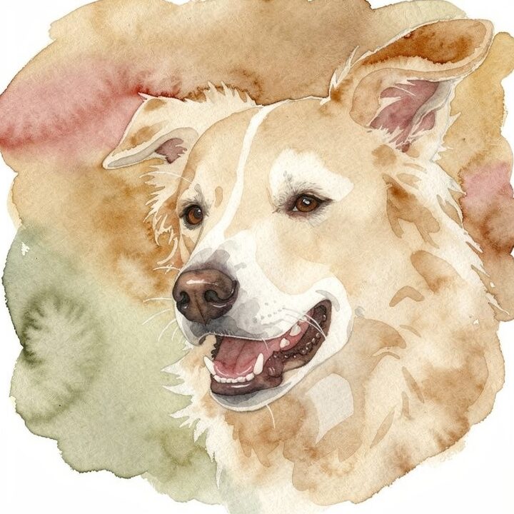 Watercolor portrait of a pet