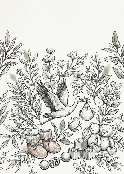 Baby Shower Ink Illustration preview