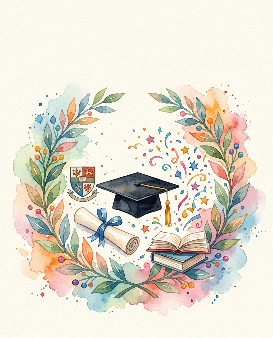 Graduation Achievement Watercolor Garden preview