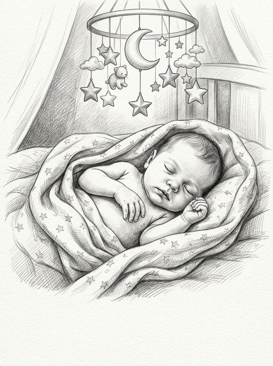 New Baby Arrival Pencil Drawing preview