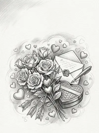 Valentine's Day Romance Pencil Drawing preview