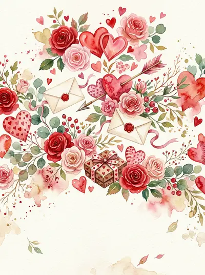 Valentine's Day Romance Watercolor Garden preview