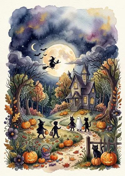 Halloween Spooky Fun Watercolor Garden preview