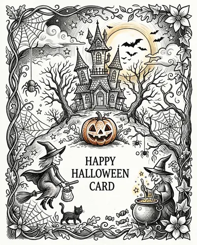 Halloween Spooky Fun Ink Illustration preview