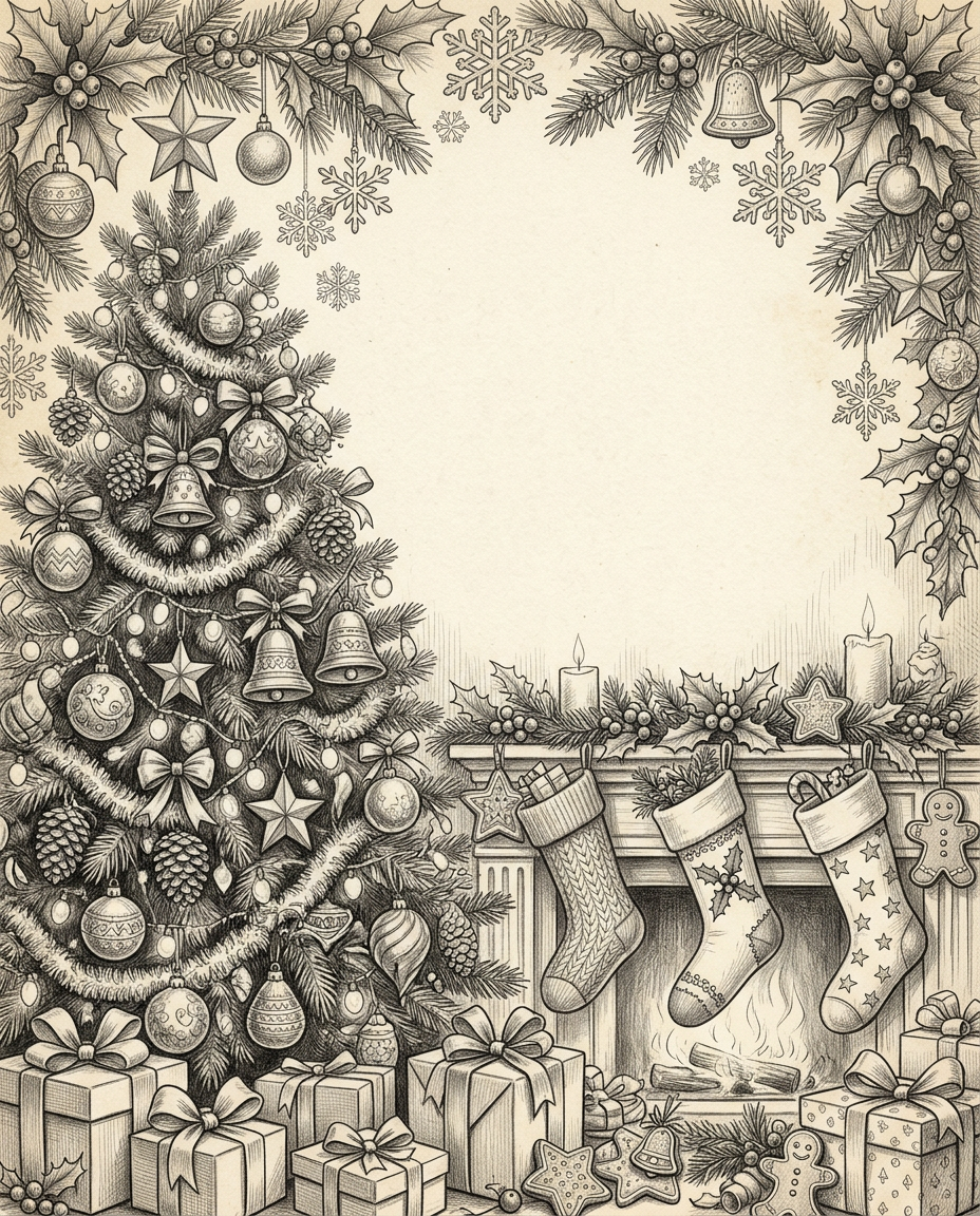 Christmas Holiday Pencil Drawing