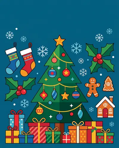 Christmas Holiday Flat Design preview