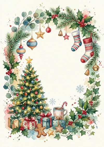 Christmas Holiday Watercolor Garden preview