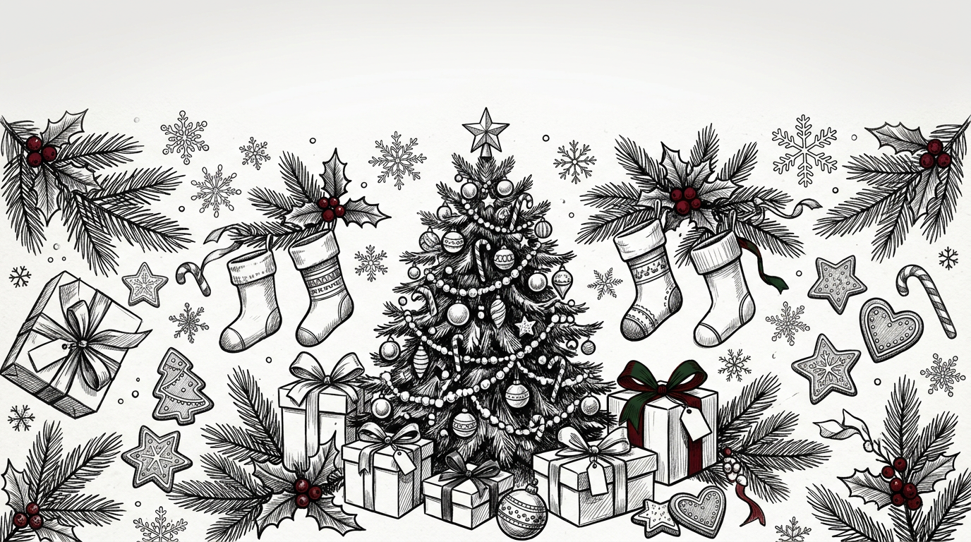 Christmas Holiday Ink Illustration preview